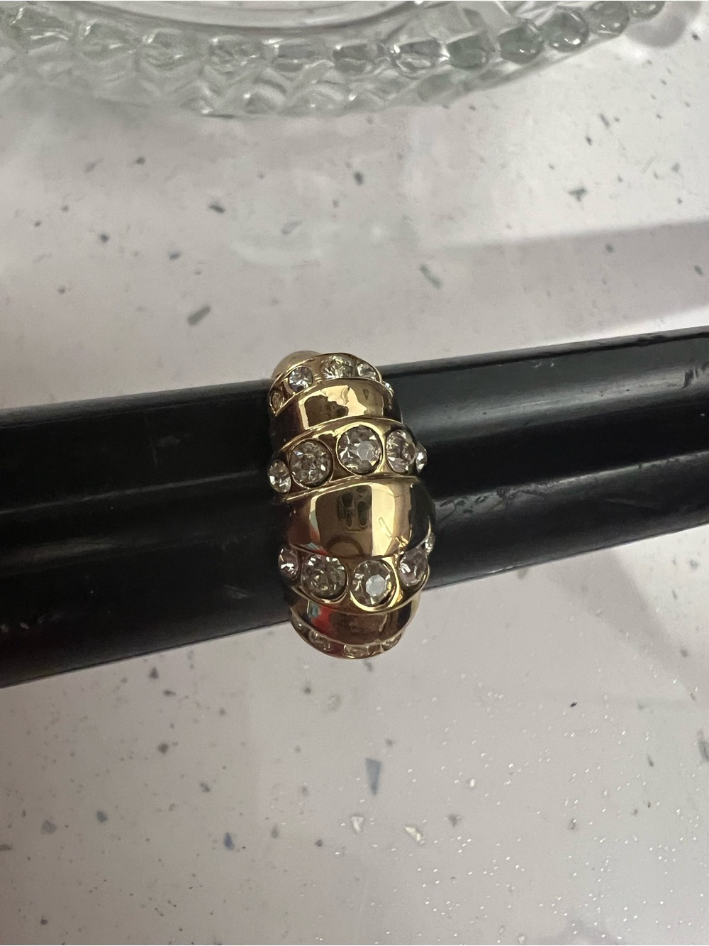 Gold-Tone Crystal Dome Ring - Women's Fashion Jewelry